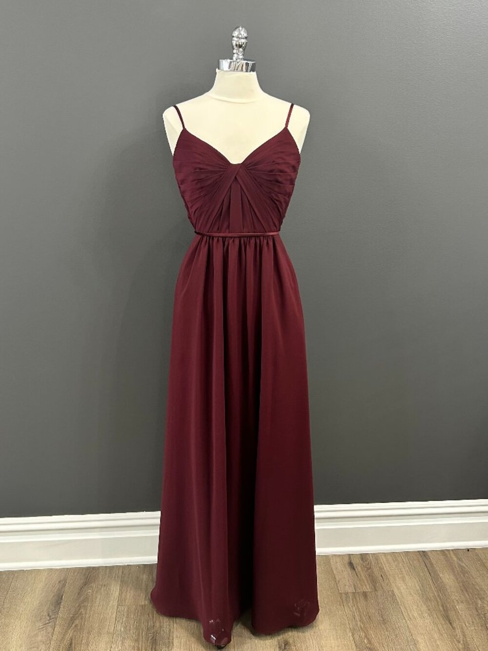 Burgundy Chiffon Pleated Gown Style 8746 Size 12